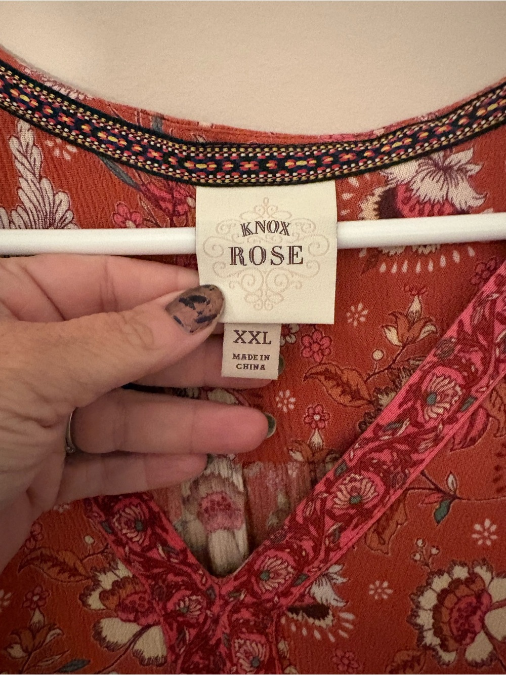 Knox Rose Boho Floral Midi Maxi Dress XXL Pink Rust Peasant Cottagecore - Picture 2 of 3